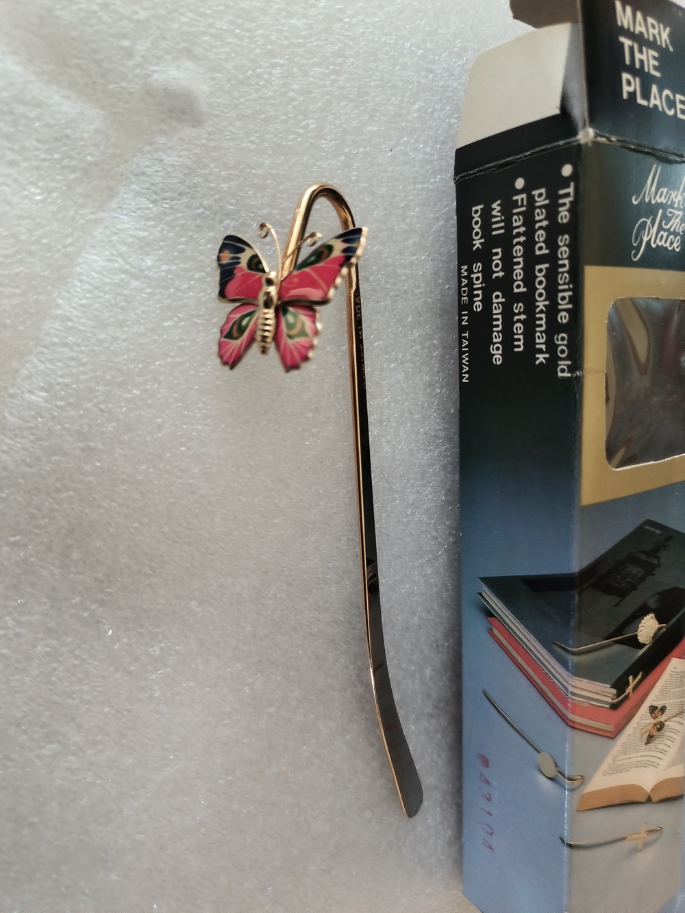 Gold Plated Butterfly Bookmark Multicolor Enamel Accent